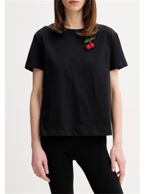 T-shirt regular con spilla crochet
